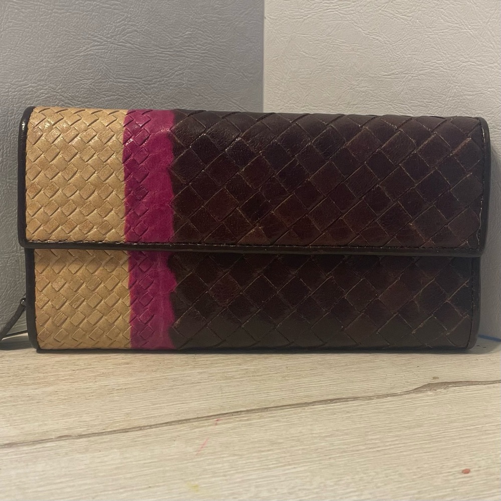 Bottega Veneta 2009 Intrecciato Zip Around Snap Purple Wallet